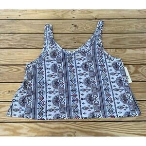 NWT $29.95 Billabong Patterned Tank Top Size Large Women’s White